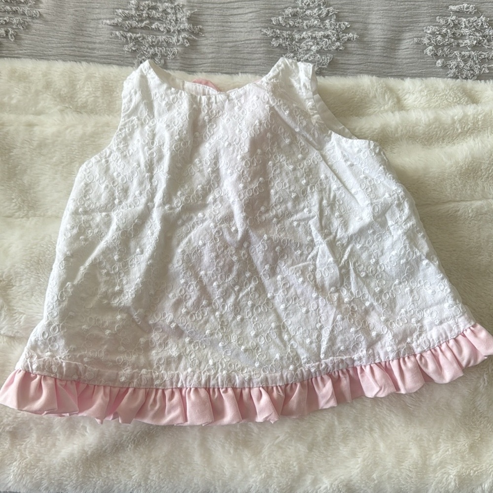 Ruffle butts white/pink eyelet sleeveless top size 2T